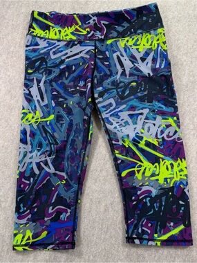 Fabletics Women’s Performance Capri Leggings - Neon Graffiti Print Size M
